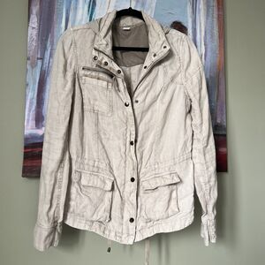 Three Dots Size M 100% Linen Utility Jacket  Beige